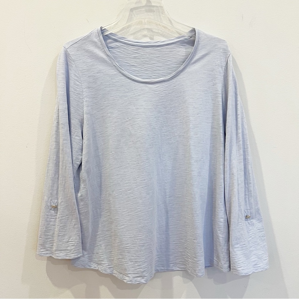 Chicos Top Womens 2 Large Ultimate Tee Roll Tab Cotton Modal Minimalist Everyday